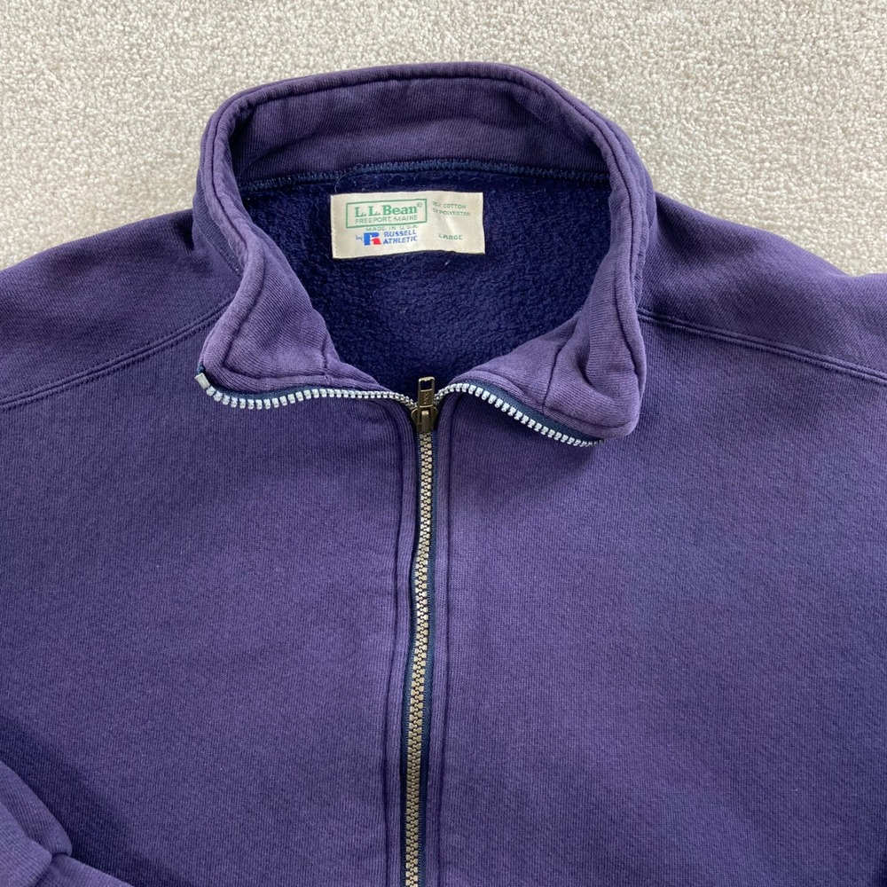 Vintage LL Bean Russell Athletic Jacket Mens Large Purple USA Full Zip Fleece